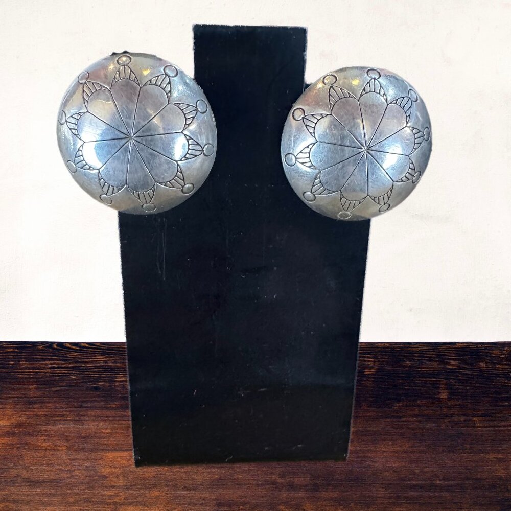 Beautiful Navajo-made sterling silver clip-on earrings